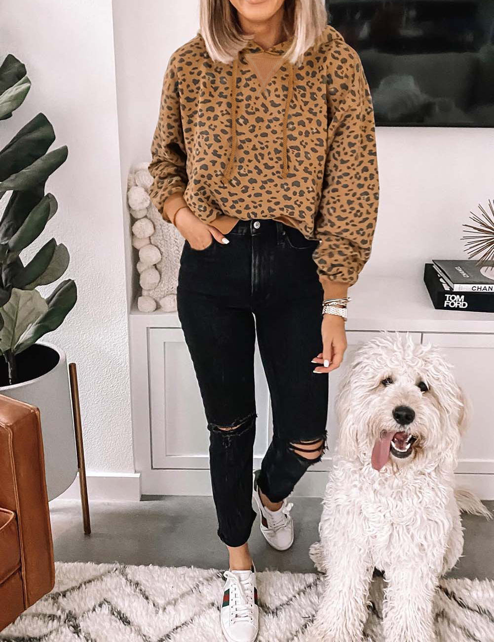 Long Sleeve Drawstring Cropped Hoodie