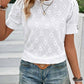 Eyelet Embroidered Short Puff Sleeve Top