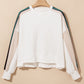 Striped Color Block Exposed Seam Loose Active Sweatshirt