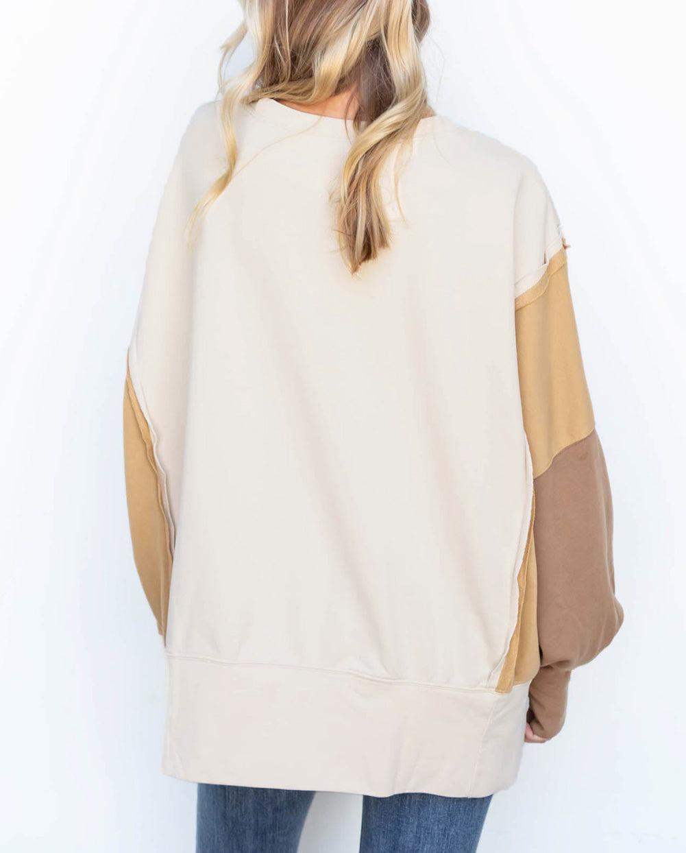 Color Block Sleeve Patchwork Oversized Sweatshirt