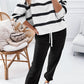 Stripe Drop Shoulder Pullover and Jogger Pants Set