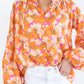 Orange Floral Print Loose Sleeve Shirt