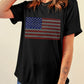 Rhinestone American Flag Round Neck Casual Tee