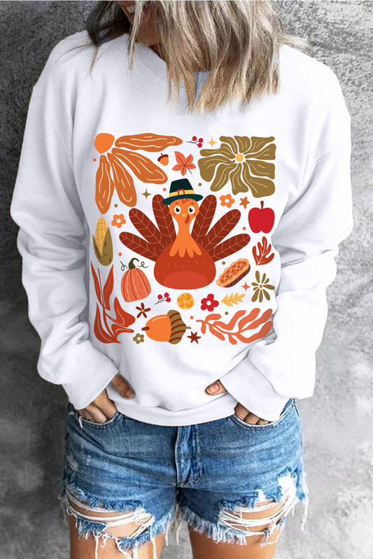 Thanksgiving Fall Vibe Graphic Crew Neck Sweatshirt