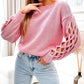 Woven Hollowed Dropped Sleeve Sweater
