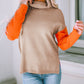 Color Block Turtle Neck Drop Shoulder Knit Sweater