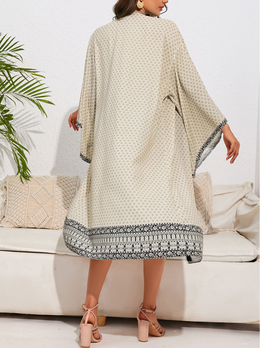 Retro Boho Printed Duster Beach Cover up