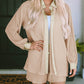 Pleated Long Sleeve Shirt and Shorts Lounge Set