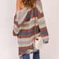 Striped Color Block Hollowed Knit Cardigan