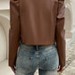 Faux Leather Gigot Sleeve Open Front Jacket