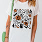 Pumpkin Ghost Print Halloween Crewneck T Shirt