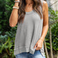 Scoop Neck Waffle Knit Flowy Vest
