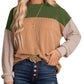 Color Block Long Sleeve Ribbed Loose Top