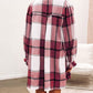 Plaid Pattern Collared Neck Ruffled Sleeve Shirt Dress
