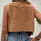 Fringed Snap Button Front Suedette Vest