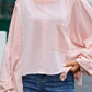 Exposed Seam Chest Pocket Loose Sleeve Oversized Top