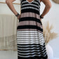 Mixed Stripes Spaghetti Straps V Neck Maxi Dress