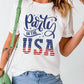 Party In the USA Flag Print Crew Neck Graphic Tee