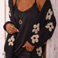 Floral Print Knitted Open Front Loose Cardigan