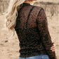 Western Rodeo Printed Mock Neck Long Sleeve Mesh Top