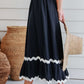 Ricrac Trim Colorblock High Waist Long Skirt