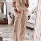 Textured Long Sleeve T Shirt and Pants Lounge Set