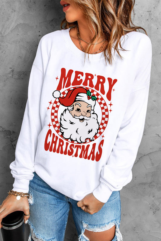 MERRY CHRISTMAS Christmas Claus Graphic Drop Shoulder Sweatshirt