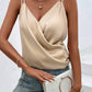 Wrap V Neck Ruched Satin Cami Top