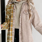 Plaid Corduroy Patchwork Snap Button Shacket