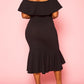 Ruffled Off Shoulder High Low Plus Size Dress