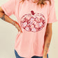 Floral Pumpkin Print Crew Neck Casual T Shirt