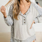 Leopard Patchwork Exposed Seam Buttoned Neck Sweatshirt