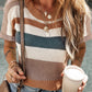 Striped Knit Crew Neck T Shirt Sweater
