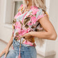 Floral Print Tassel Tie Short Sleeve Blouse