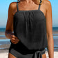 Striped Mesh Knotted Hem Tankini Swimsuit