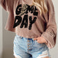 Game Day Graphic Crop Corded Knit Top