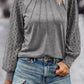 Contrast Lace Raglan Sleeve Plicated Knit Top