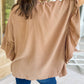 Plus Size Ruffled Batwing Sleeve V Neck Blouse