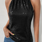 Keyhole Tie Back Sequined Tank Top