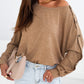 Solid Color Button Decor Dolman Sleeve Top