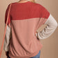 Color Block Long Sleeve Ribbed Loose Top