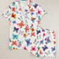 Butterfly Pattern Short Sleeve Shirt Pajamas Set