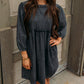 Balloon Sleeve High Waist Denim Dress