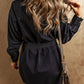 Button-Up Belted Denim Shirt Dress