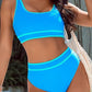 Contrast Trimmed U Neck High Waist Bikini