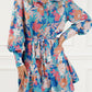 Floral Print Lantern Sleeve Belted Shirt Dress
