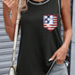 Sequined American Flag Patched Exposed Seam Tank Top