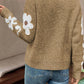 Flower Sleeve Drop Shoulder Sweater