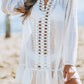 Swiss Dot Crochet Long Sleeve Beach Cover Up
