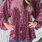 Dahlia Velvet Pagoda Sleeve Crew Neck Top